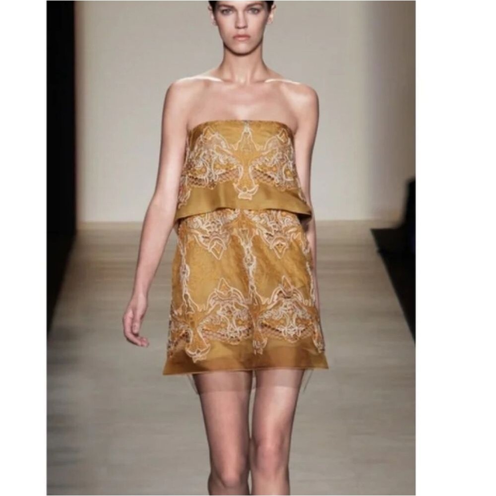 BCBGMAXAZRIA Runway "Samantha" Silk Organza Embroidered Mini Dress